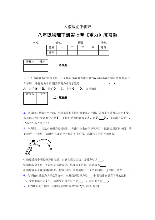 (中考)物理《重力》专项模拟练习(含答案) (286)