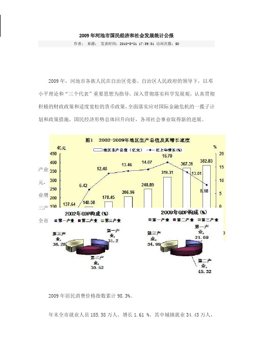 2009年河池市国民经济和社会发展统计公报