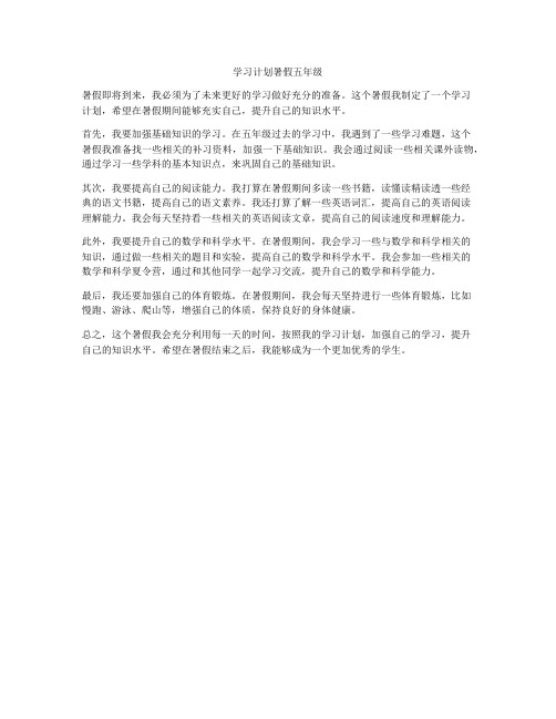 学习计划暑假五年级