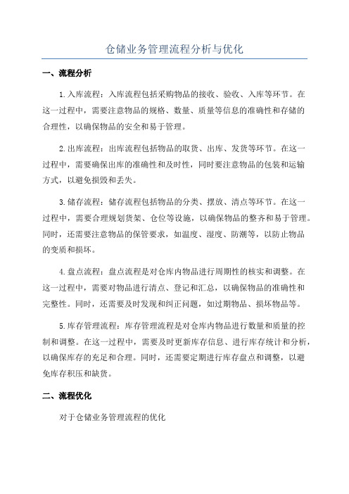 仓储业务管理流程分析与优化