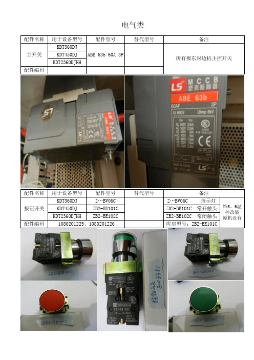 设备常用电气零配件图册