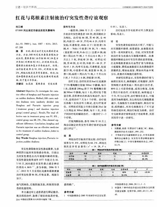 红花与葛根素注射液治疗突发性聋疗效观察