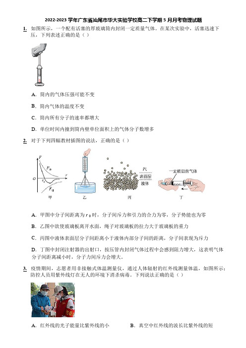 2022-2023学年广东省汕尾市华大实验学校高二下学期5月月考物理试题