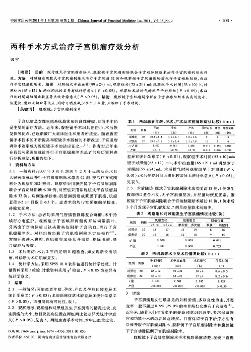 两种手术方式治疗子宫肌瘤疗效分析