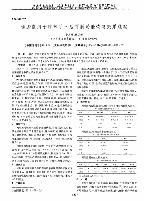 通腑散用于腹部手术后胃肠功能恢复效果观察