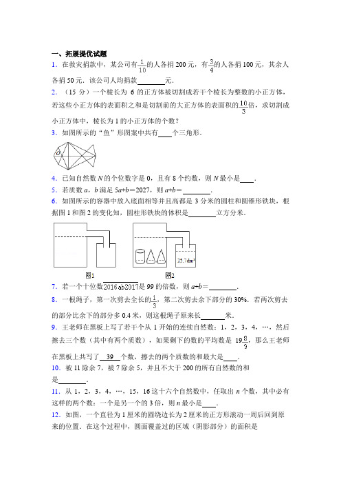四川省巴中市巴中师范附属实验小学六年级竞赛数学试题及答案_图文