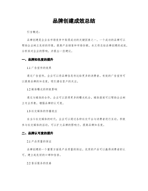 品牌创建成效总结