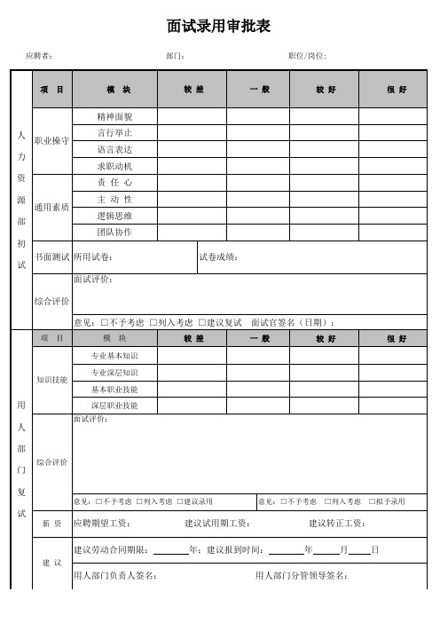 面试录用审批表