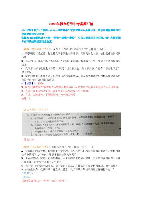 中考语文真题分类汇编标点符号