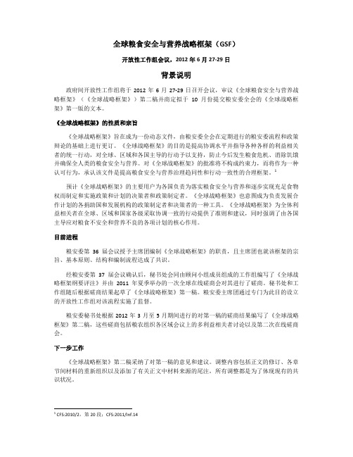 全球粮食安全与营养战略框架(GSF)