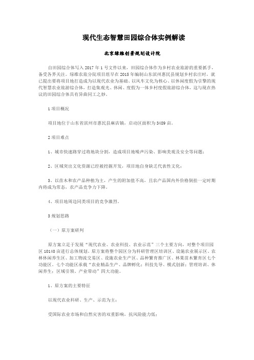 现代生态智慧田园综合体实例解读