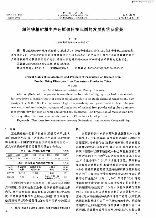 超纯铁精矿粉生产还原铁粉在我国的发展现状及前景