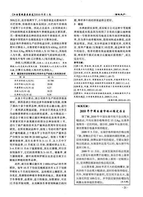 2010年中国生猪市场以稳定为主