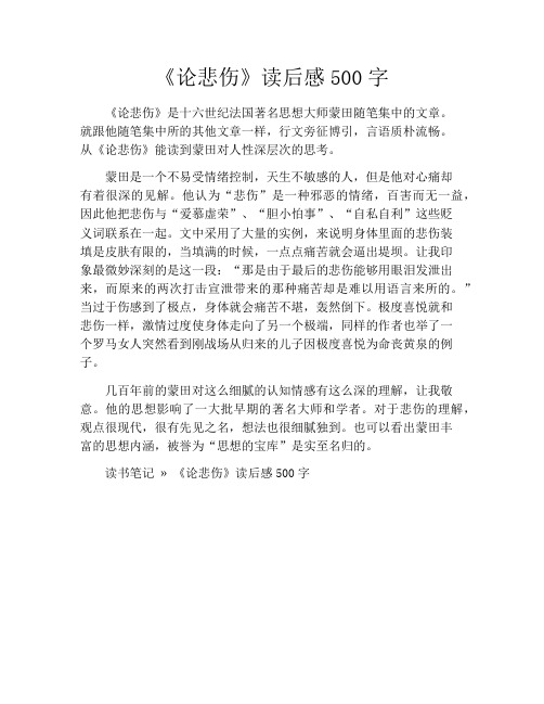 《论悲伤》读后感500字