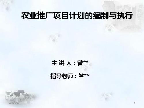 农业推广项目计划的编制与执行 PPT课件