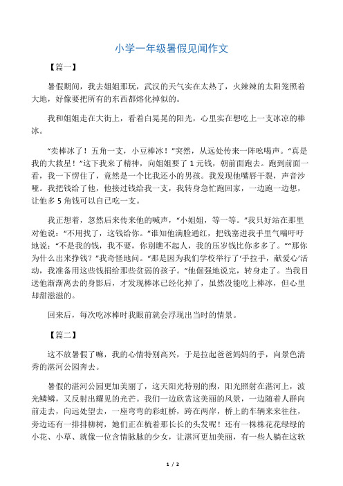 小学一年级暑假见闻作文
