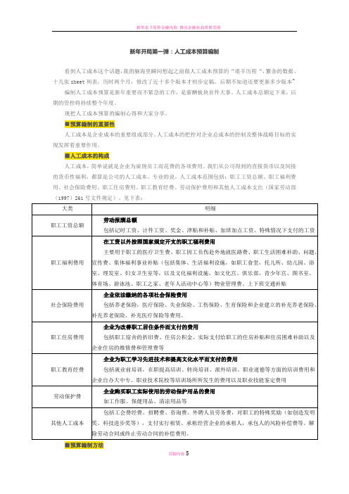 新年开局第一弹人工成本预算编制