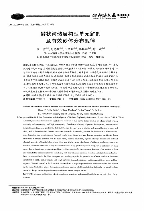 辫状河储层构型单元解剖及有效砂体分布规律