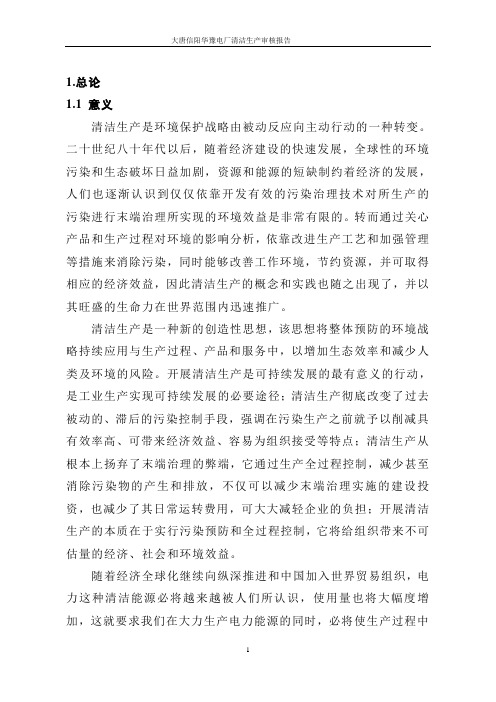 火电厂清洁生产报告书