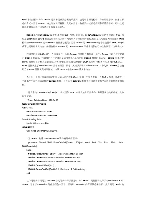 为Delphi数据表格增加彩色