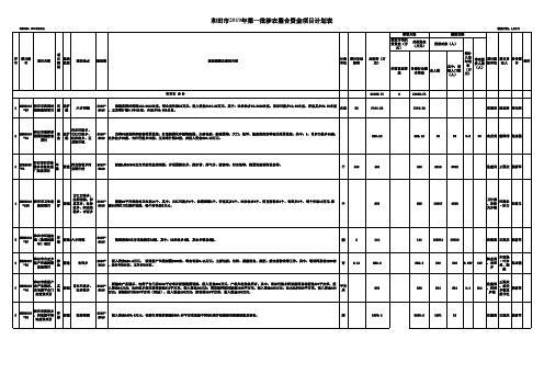 2019年项目计划表