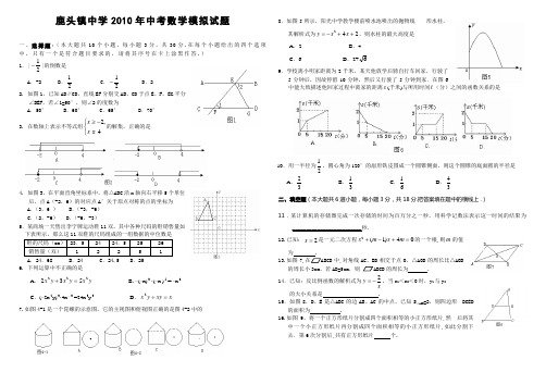 鹿头镇中学2010年中考数学模拟试题(含答案)