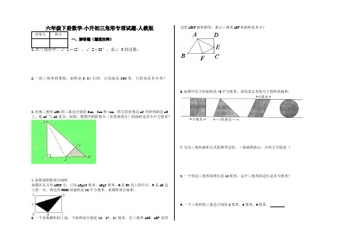 六年级下册数学-小升初三角形专项试题-10-人教版