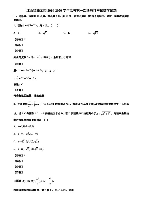 江西省新余市2019-2020学年高考第一次适应性考试数学试题含解析