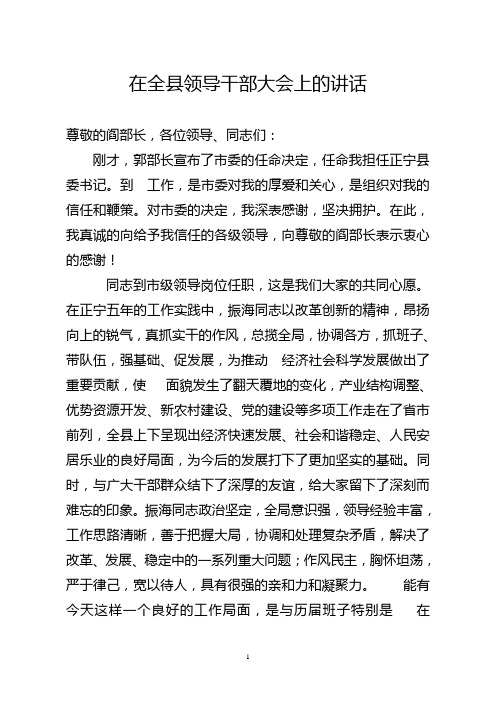 在全县领导干部大会上的讲话(修改稿)3