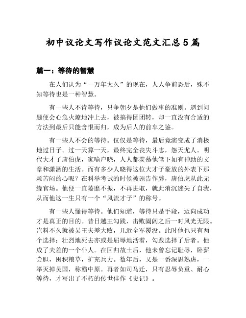 初中议论文写作议论文范文汇总：等待的智慧等5篇合集