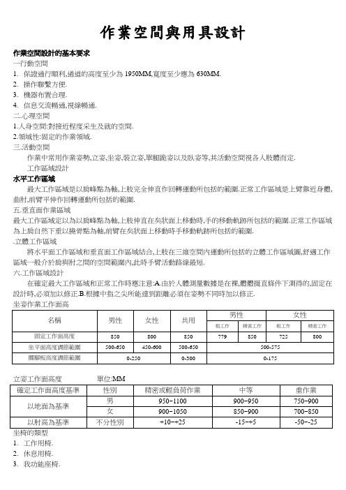 作业空间与用具设计