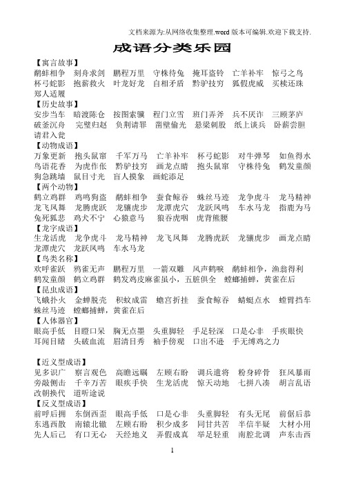 中小学常用成语分类