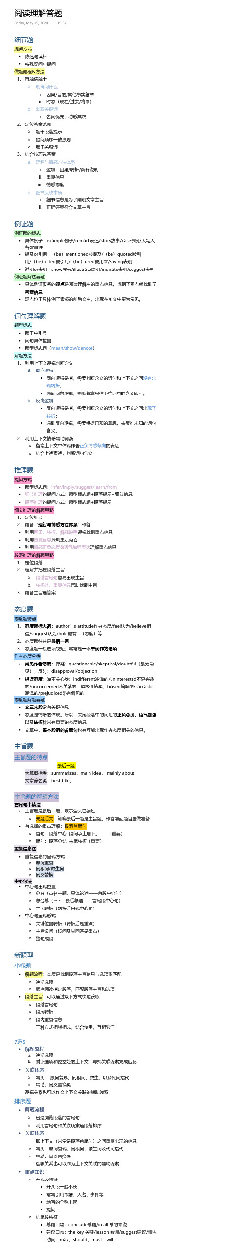 考研英语阅读理解题目类型分类