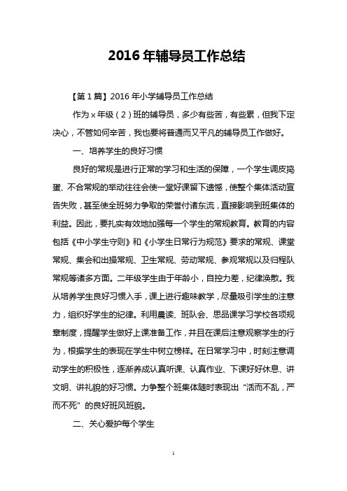 2016年辅导员工作总结