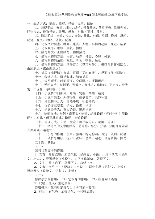 现代文的描写角度有哪些