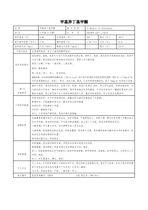 甲基异丁基甲酮MSDS