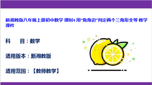 新湘教版八年级上册初中数学 课时4 用“角角边”判定两个三角形全等 教学课件