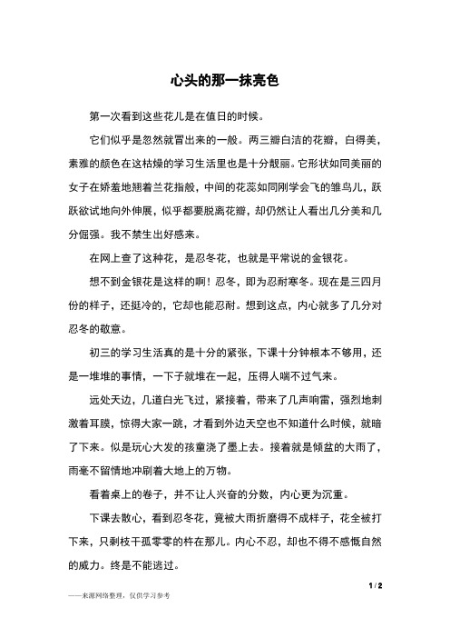 心头的那一抹亮色_初一作文_4
