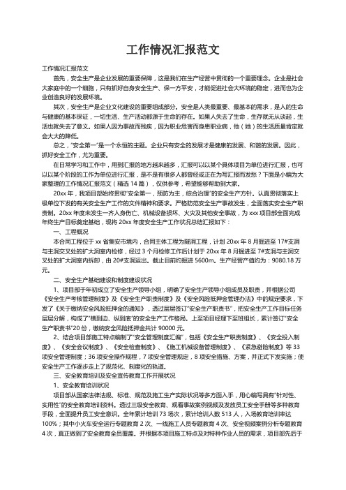 工作情况汇报范文（精选14篇）