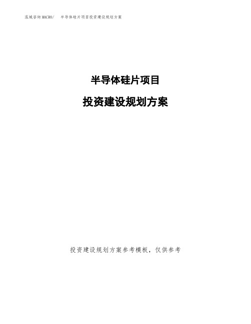 半导体硅片项目投资建设规划方案(word可编辑模板)
