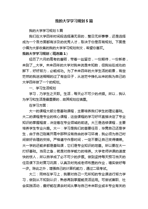 我的大学学习规划5篇