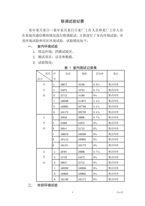 联调试验纪要