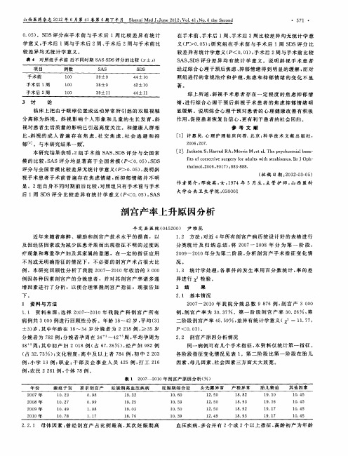 剖宫产率上升原因分析