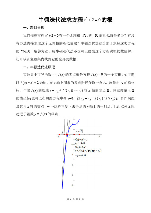 牛顿迭代法求方程x^3+2=0的根