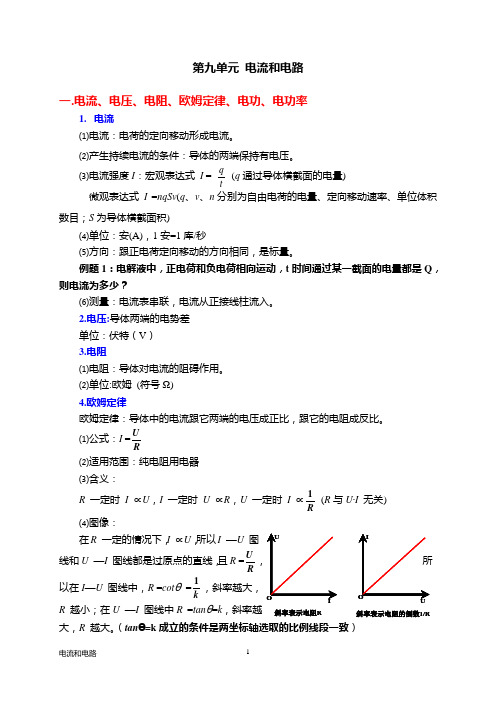 上海稳恒电流复习资料解析