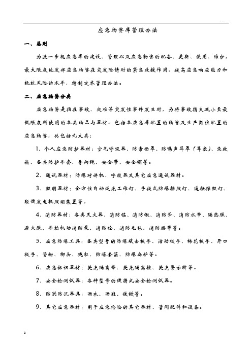 应急物资库管理办法