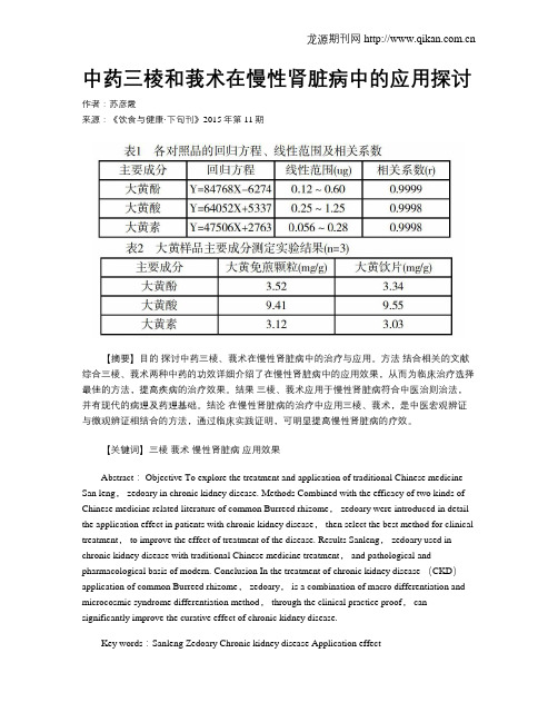 中药三棱和莪术在慢性肾脏病中的应用探讨