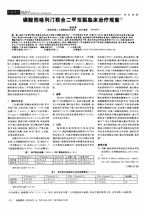 磷酸西格列汀联合二甲双胍临床治疗观察