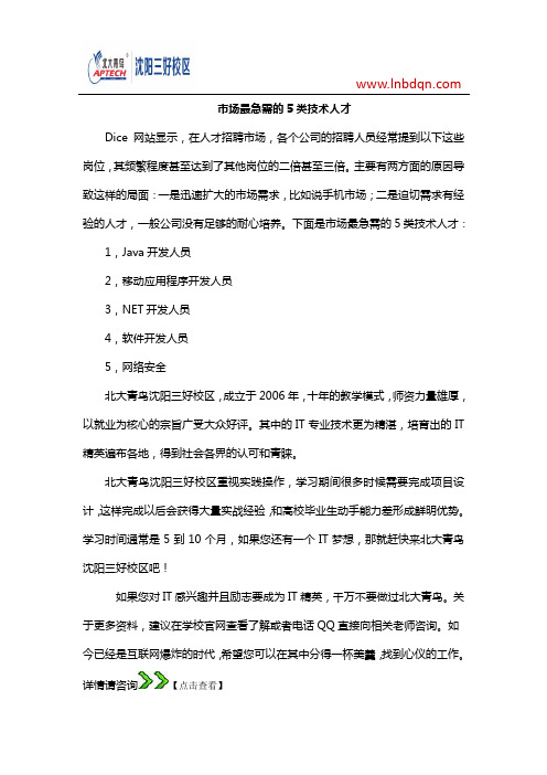 市场最急需的5类技术人才