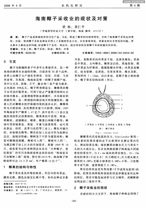 海南椰子采收业的现状及对策